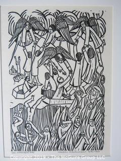 Art: Martin Silverman (1950- ): Titled "Judgement Day"; # 1/50 and pencil signed 9/5/1966; paper size: 11 x 13; image size 5 x 7"