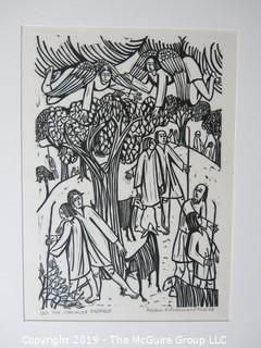 Paper: Art: Martin Silverman Art; "The Disciples Disperse" numbered and pencil signed 9/12/66; paper size: 11 x 13"
; image size 5 x 7"