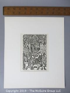 Paper: Art: Martin Silverman; "Daniel 9/4-7,19" numbered and pencil signed 8/17/66; paper size: 11 x 13"; image size 5 x 7"