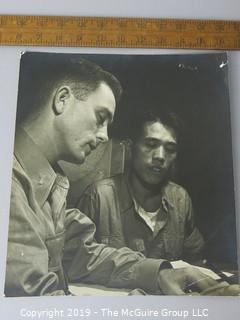 Photo: unaccredited: Historical; Americana:post-WWII US Lt talking to Asian soldier 