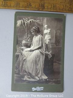 Photo: credited: Art: Historical; Cabinet Card; Classical Greek female in diorama