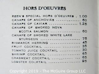 Paper: Historical: Americana: vintage menus 