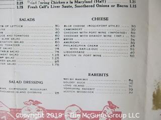 Paper: Historical: Americana: vintage menus 