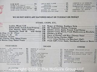 Paper: Historical: Americana: vintage menus 