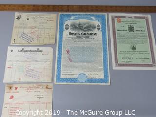 Paper: Historic: Americana: bank certificates and ledger sheets