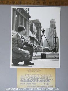 Photo: Historical: Rare: UPI:  Dr. Eugene Trachtman shows his 360-degree camera. Includes 4 iconic circular prints of downtown NYC incl the Flatiron Building on Fifth Avenue. 3Aug1956