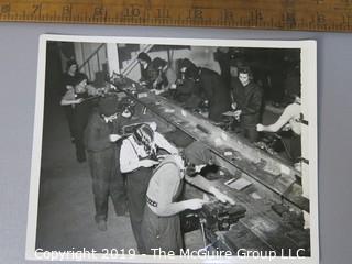 Photo: Paper: Historic: WWII France female workers, naval ID card,  destruction; book of Army insignia