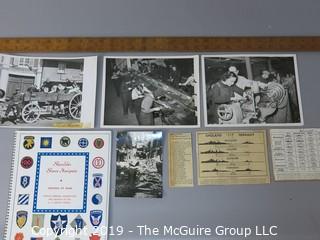 Photo: Paper: Historic: WWII France female workers, naval ID card,  destruction; book of Army insignia