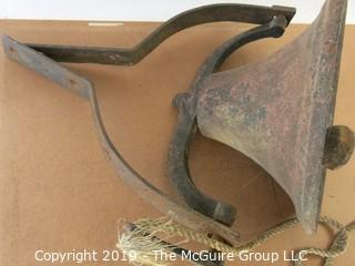 Collectable: Americana: Cast iron farm bell with brackets #3