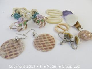 Jewelry: Asst. of sea shell style earrings and loops