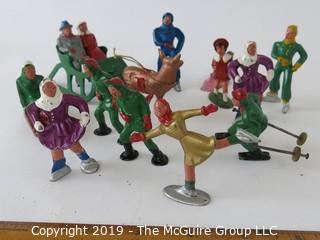 Vintage; 15 piece metal winter skater assortment.