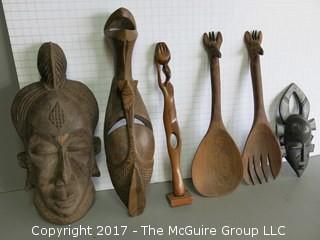 Collection of African Treenware, including masks 